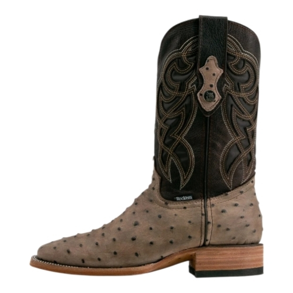 Rockem Mens Leather Brown Two-Tone Western Cowboy Boot for Men